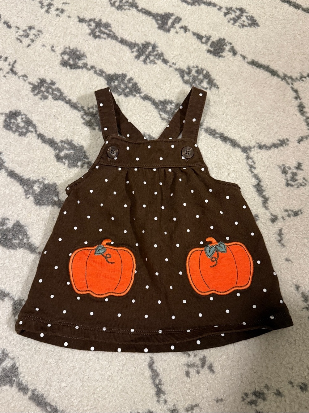 Carter's Brown Polka Dot Pumpkin Pinafore Dress 3m
